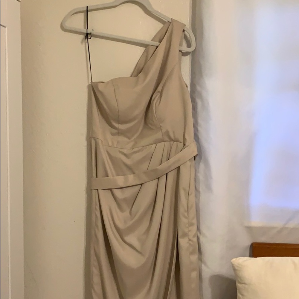 High low tan dress